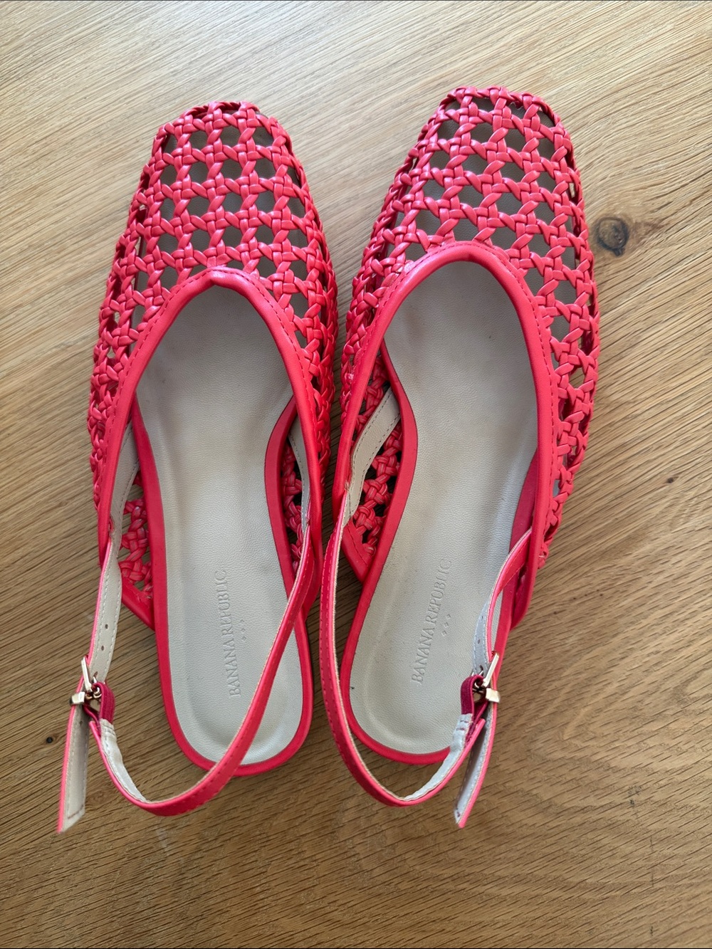 Banana Republic Factory Woven Slingback Flats Tomato Red Size 7 EUC